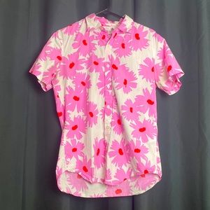 Bonobos Slim Fit Riviera Shirt Size Small in White with Pink Daisy Print